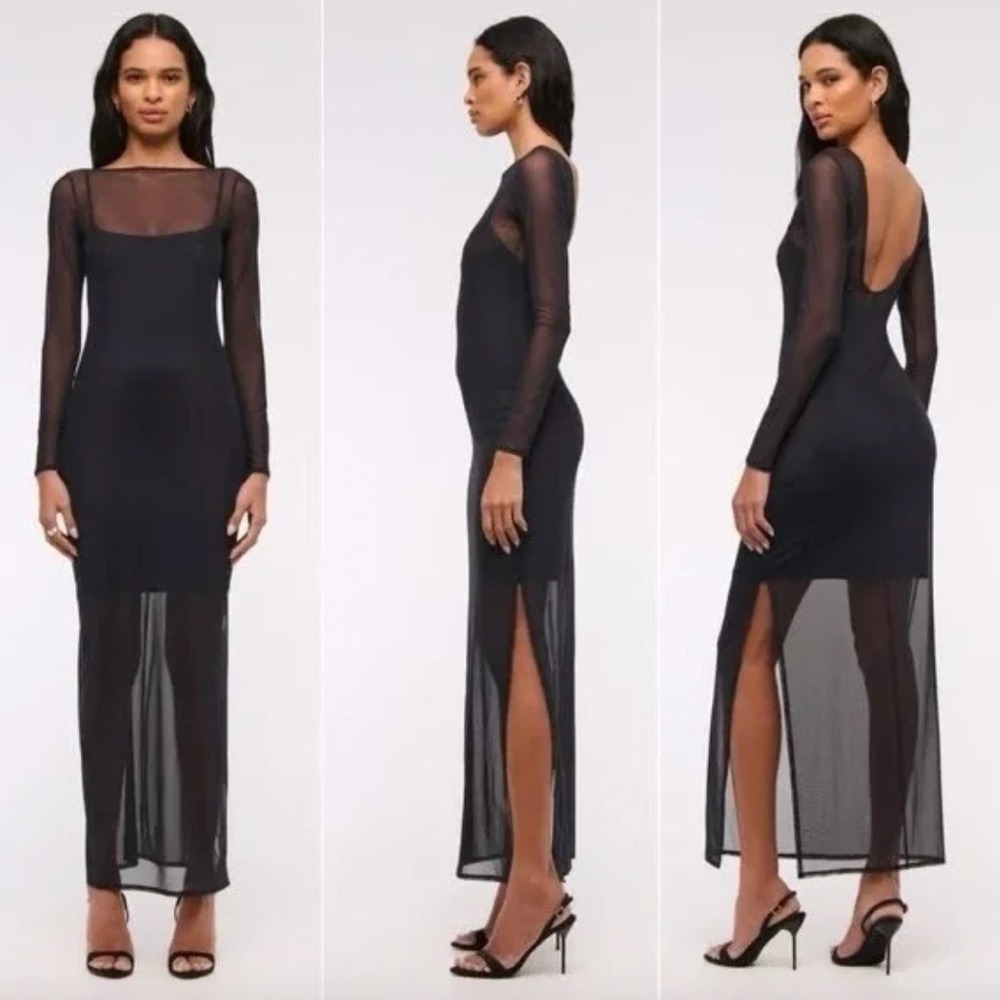 NWT - Abercrombie and Fitch sheer black dress with black slip - size medium